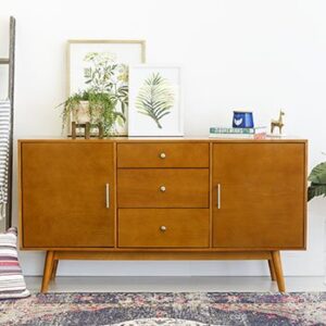 new 60 inch wide mid-century modern television stand in acorn finish