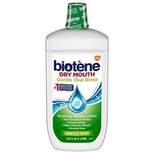 biotene dry mouth gentle oral rinse, mild mint, 33.8 fl oz (pack of 2)