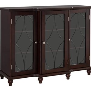 pilaster designs logan cherry wood contemporary sideboard buffet console table with glass cabinet doors and adjustable storage shelves