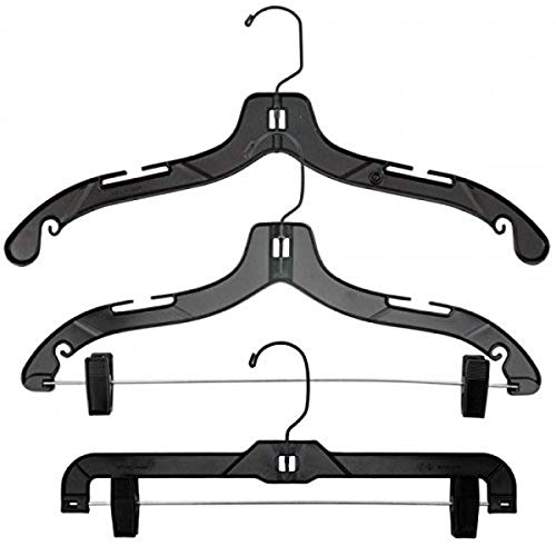 NAHANCO 2505BHHUSK Economy Plastic Clothes Hanger Kit - Black with Black Hook (Pack of 81)