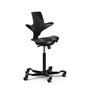 hag capisco puls adjustable standing desk chair - black frame - black partial cushion