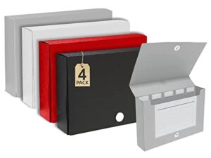 1intheoffice index card holder 3x5, index card case, assorted colors, holds 100 3x5 card, (4 pack)