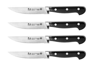 cangshan v2 series 1020373 german steel forged 4-piece steak knife set, 5-inch blade