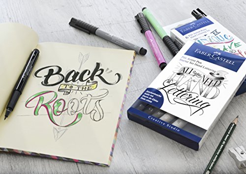 Faber-Castell Pitt Artist Pen Hand Lettering Set - 6 Modern Calligraphy and Lettering Markers in Assorted Nibs and Colors (Be Bold)