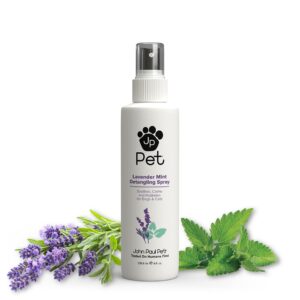 john paul pet lavender mint detangling spray for dogs and cats, soothes moisturizes and replenishes dry unruly fur, non-aerosol, 8-ounce, clear