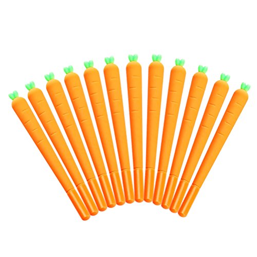 NUOLUX 12 Pack Carrot Gel Ink Pen Cute Soft Silicone RollerBall Pen for Office and School Supplies Gift for Kids