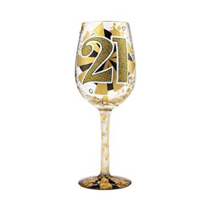 enesco 21st birthday wine glass, multicolor
