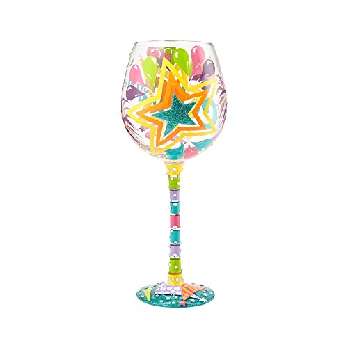 Enesco Designs by Lolita “Bling Celebrate” Hand-Painted Artisan Super Bling Wine Glass, 22 oz