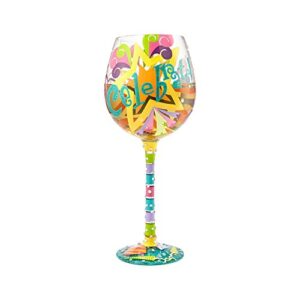 Enesco Designs by Lolita “Bling Celebrate” Hand-Painted Artisan Super Bling Wine Glass, 22 oz
