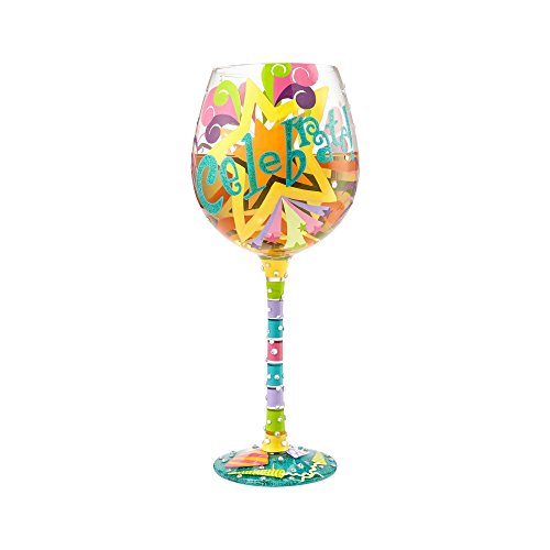 Enesco Designs by Lolita “Bling Celebrate” Hand-Painted Artisan Super Bling Wine Glass, 22 oz