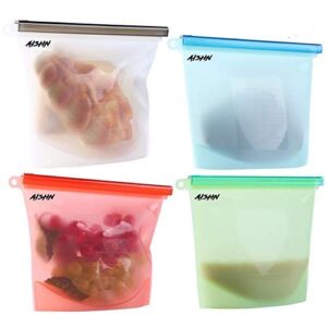reusable silicone food bag storage, 4 packs