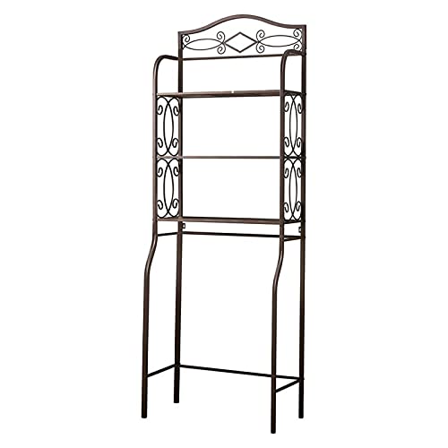 Pilaster Designs Transitional 3 Tier Pewter Metal Leeds Over The Toilet Bathroom Spacesaver Storage Rack Organizer, 24" W x 12" D x 68" H (HABR130)