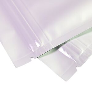 QQ Studio 100x Premium Smell Proof Food Safe Double-Sided Color Mylar Foil Flat Heat Sealable Sample Ziplock Bag 7.5x10cm (3x4") (White)