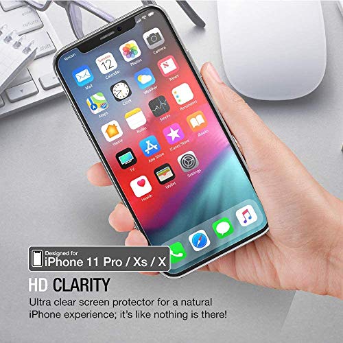 XDesign Glass Screen Protector Designed for iPhone 11 Pro and iPhone XS/iPhone X (3Pack) 5.8-Inch Tempered Glass with Touch Accurate/Impact Absorb+Easy Installation Tray [Fit with Most Cases]- 3 Pack