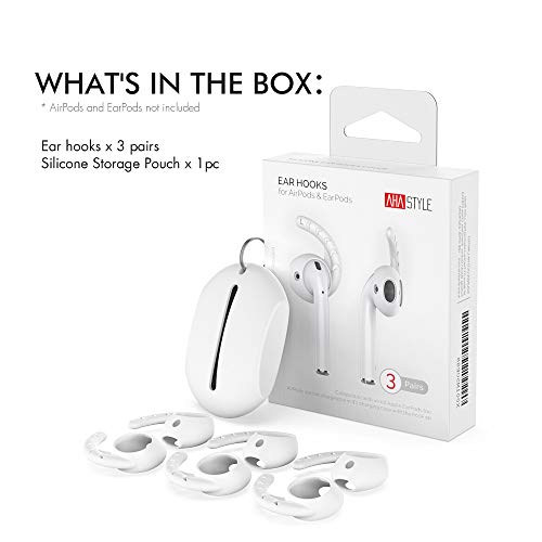 AHASTYLE 3 Pairs AirPods Ear Hooks Cover Silicone Accessories Compatible with Apple AirPods and EarPods Headphones(Milk White)