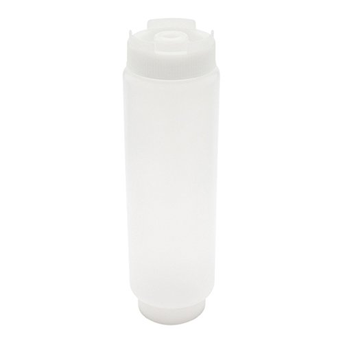 FIFO Inverted Plastic Squeeze Bottle with Refill and Dispensing Lids - First In First Out - Perfect for Catering, and Food Trucks - 1ct box - Restaurant ware, 16 oz, Clear