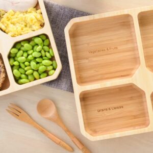 La Boos Square Dish Healthy Separation Plates, Cereals, Cegetables, Protein, Keep Health Ratio Per Meal, Lunch Plate, Dinner Dish (Square Dish)