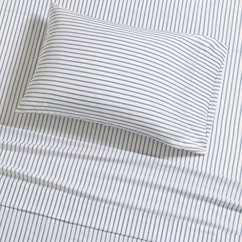 Madison Park Essentials Chambray Printed ultra soft 4 piece sheet set, Grey Stripe, King