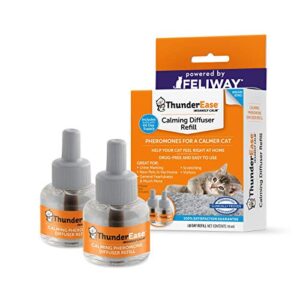 thunderease cat calming pheromone diffuser refill | powered by feliway | reduce scratching, urine spraying, marking, and anxiety (60 day supply)