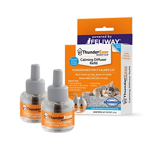 ThunderEase Cat Calming Pheromone Diffuser Refill | Powered by FELIWAY | Reduce Scratching, Urine Spraying, Marking, and Anxiety (60 Day Supply)