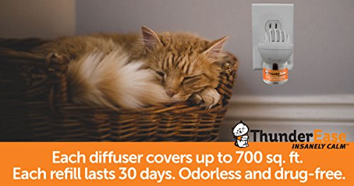 ThunderEase Cat Calming Pheromone Diffuser Refill | Powered by FELIWAY | Reduce Scratching, Urine Spraying, Marking, and Anxiety (60 Day Supply)