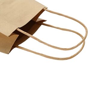 Ronvir 50pcs Brown Gift Bags 5.25x3.25x8 Inches Brown Paper Bags With Handles Small Brown Kraft Bags For Party Favor, Goodie, Candy, Halloween, Christmas, Thanksgiving