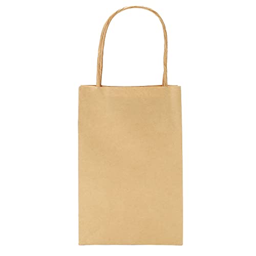 Ronvir 50pcs Brown Gift Bags 5.25x3.25x8 Inches Brown Paper Bags With Handles Small Brown Kraft Bags For Party Favor, Goodie, Candy, Halloween, Christmas, Thanksgiving