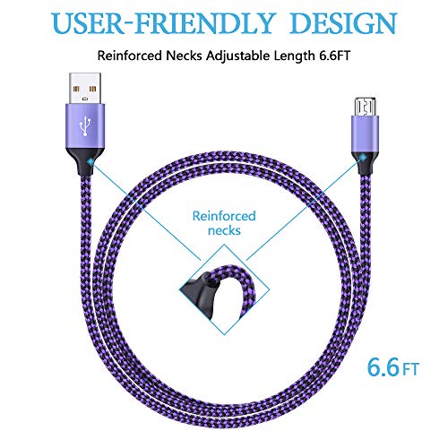 AILKIN Micro USB Cable, 5-Pack 6ft High Speed Nylon Braided Android Charging Cables for Samsung Galaxy J8/J7/S7/S6/Edge/Note5, Sony, Motorola, HTC, LG Android Tablets and More USB to Micro USB Cords