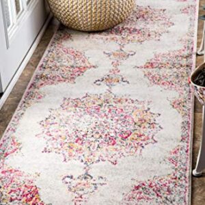 nuLOOM Leola Vintage Medallion Area Rug, 5' x 7' 5", Pink