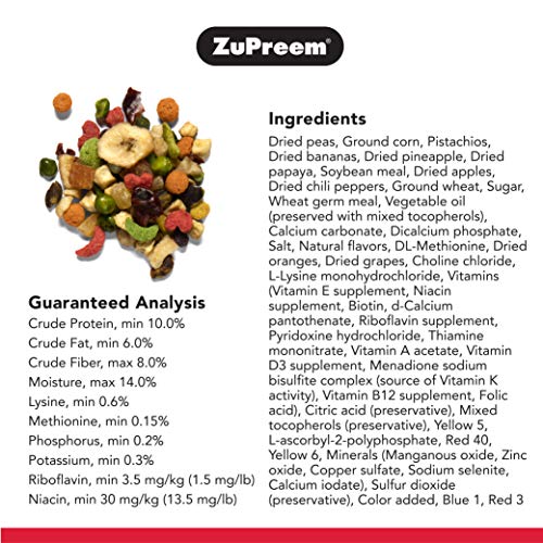 ZuPreem Pure Fun Bird Food for Parrots & Conures, 2 lb (Pack of 2) - Blend of Fruit, FruitBlend Pellets, Vegetables, Nuts for Caiques, African Greys, Senegals, Amazons, Eclectus, Cockatoos