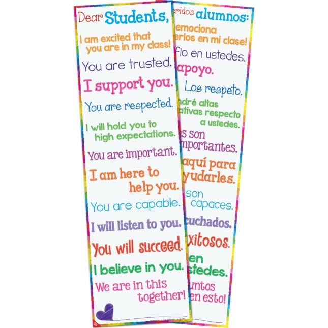 Really Good Stuff Dear Students Two-Sided Banner - English/Spanish - 1 Banner