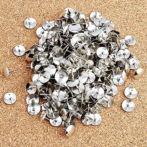 MROCO 600 Pack Thumb Tacks, Push Pins Steel Thumbtacks Sliver Thumb Tack Flat Head Push Pin, Office Thumbtack Clear Push Pins for Cork Board for Home, School, Sharp Steel Points 3/8 Inch Head