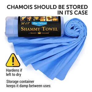 Premium Chamois Cloth for Car Drying - 26”x17” - Super Absorbent Reusable Shammy Towel for Car + Storage Tube - Scratch-Free Car Drying Shammy