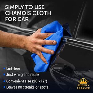 Premium Chamois Cloth for Car Drying - 26”x17” - Super Absorbent Reusable Shammy Towel for Car + Storage Tube - Scratch-Free Car Drying Shammy