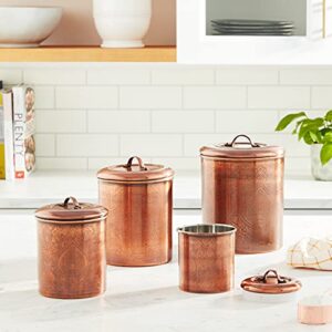 Old Dutch "Tangier Etched Canisters, Antique Copper