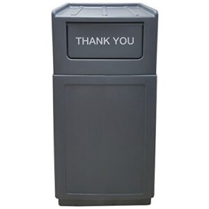 hubert 39 gal trash receptacle with tray top lid - 21 1/2" l x 14 1/2" w x 49" h