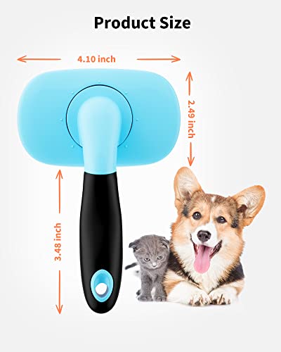 Glendan Dog Brush & Cat Brush- Slicker Pet Grooming Brush- Shedding Grooming Tools(Blue)