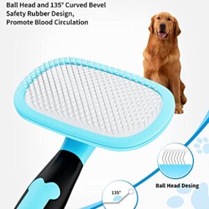 Glendan Dog Brush & Cat Brush- Slicker Pet Grooming Brush- Shedding Grooming Tools(Blue)