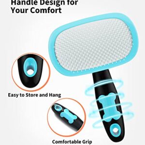 Glendan Dog Brush & Cat Brush- Slicker Pet Grooming Brush- Shedding Grooming Tools(Blue)