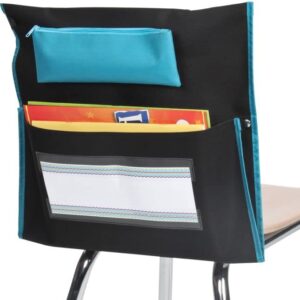 really good stuff deluxe chair pockets – set of 36 – classroom chair organizer with pencil pouch and name tag keeps students organized and classrooms neat - black