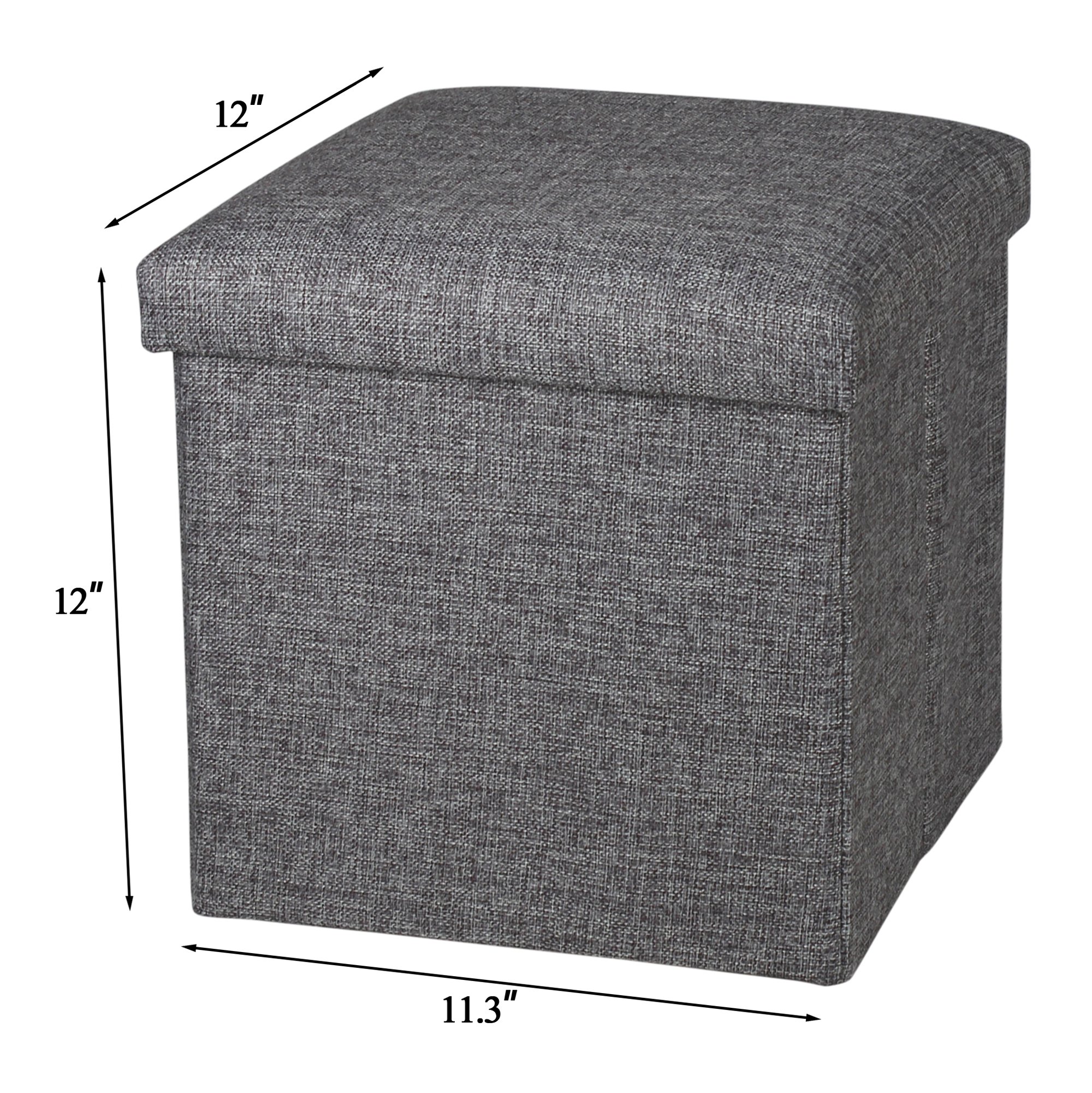 NISUNS OT01 Linen Folding Storage Ottoman Cube Footrest Seat, 12 X 12 X 12 Inches (Linen Gray)