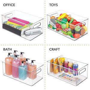 mDesign Deep Plastic Storage Organizer Container Bin, Game and Comic Organization for Cabinet, Cupboard, Playroom, Shelves, Closet - Holds Video Games, Tablets, DVDs, Ligne Collection, 2 Pack, Clear