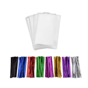 200 pcs 7 in x 5 in clear flat cello cellophane treat bags(1.4mil) good for bakery, cookies, candies,dessert.
