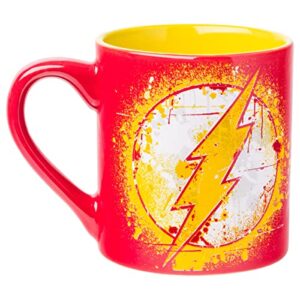 Silver Buffalo DC Comics Flash Splatter Paint Logo Ceramic Mug, 14 Ounces