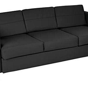 Office Star Pacific Sofa with Padded Box Spring Seats and Silver Finish Legs, Dillon Black Faux Leather