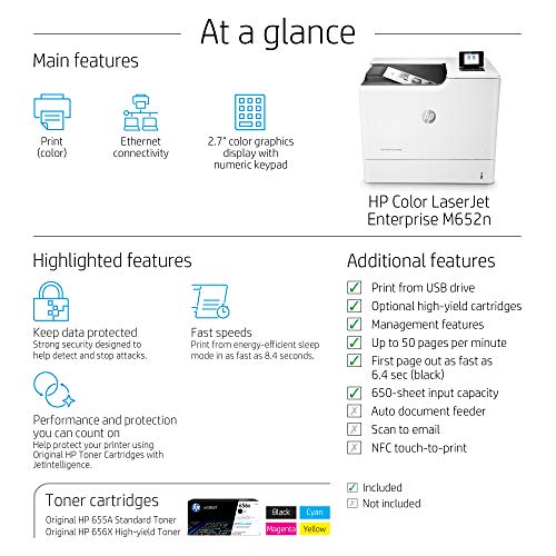 HP Color LaserJet Enterprise M652n Printer (J7Z98A)