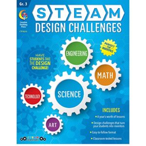 creative teaching press steam design challenges resource book, 3rd grade (science, technology, engineering, art, math) (8210)