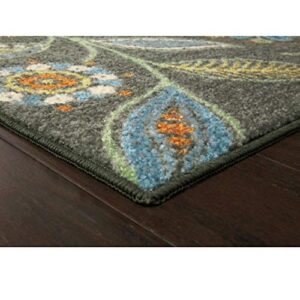 Maples Rugs Reggie Floral Runner Rug Non Slip Hallway Entry Carpet [Made in USA], Multi, 2 x 6