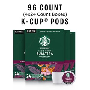 Starbucks K-Cup Coffee Pods—Dark Roast Coffee—Sumatra for Keurig Brewers—100% Arabica—4 boxes (96 pods total)