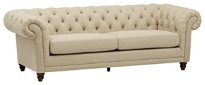 amazon brand - stone & beam bradbury chesterfield tufted sofa couch, 92.9"w, hemp
